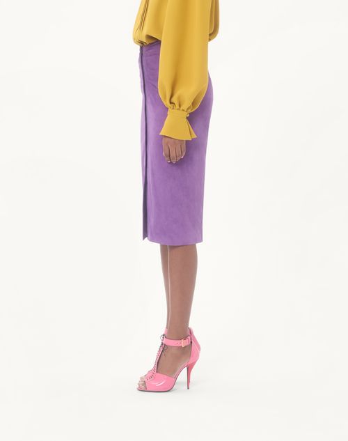 Valentino - Suede Skirt - Purple - Woman - Skirts