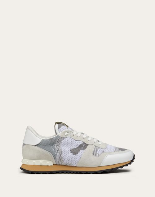 Valentino Garavani - Mesh Fabric Camouflage Rockrunner Sneaker - White/beige - Man - Rockrunner - M Shoes
