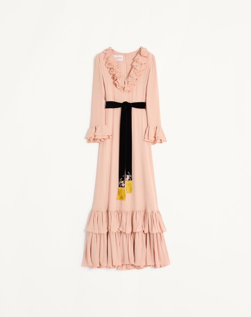 Valentino - Embroidered Georgette Long Dress - Rose Mist - Woman - Gowns