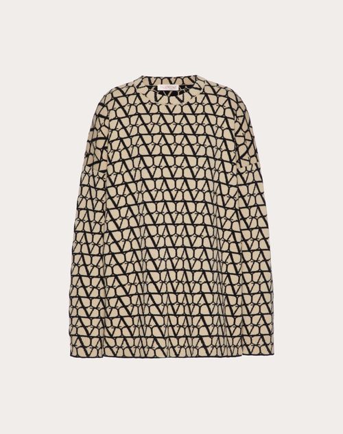 Valentino - Maglione In Lana  - Beige/nero - Donna - Maglieria