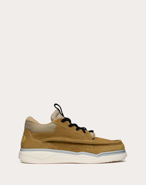 Valentino Garavani - Mid-top Runboot Split Leather Sneaker - Beige/new Chinos/black - Man - Shelf - M Shoes - Runboot