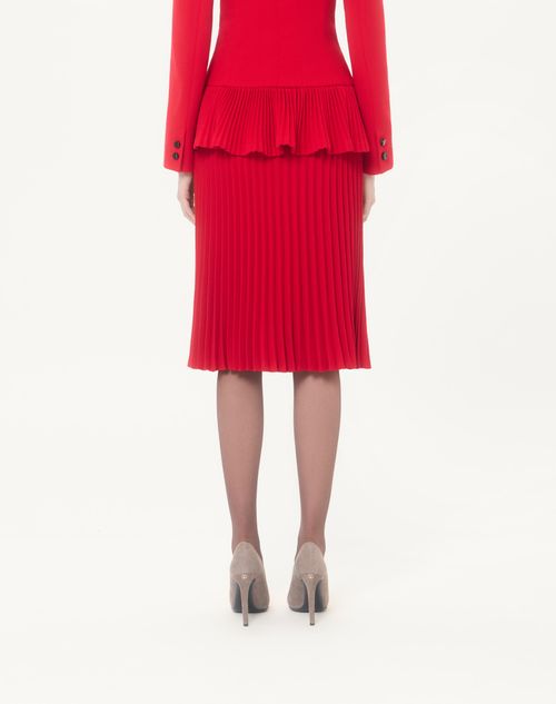Valentino - Valentino Pleated Wool Crepe Midi Skirt - Carmine Red - Woman - Skirts