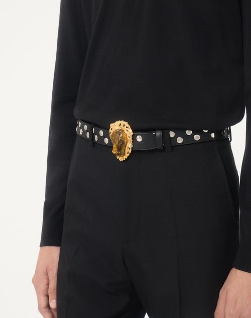 Valentino Garavani - Valentino Garavani Fortitudo Belt In Nappa 30 Mm - Black - Man - Accessories