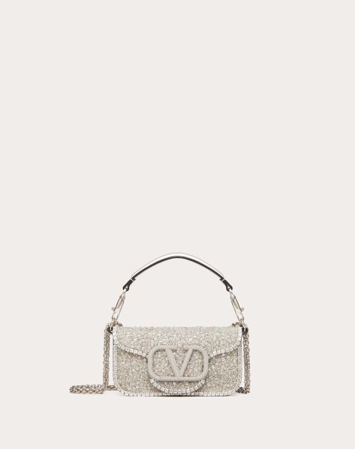Valentino Garavani - Valentino Garavani Locò Embroidered Small Shoulder Bag - Silver - Woman - Mini Bags