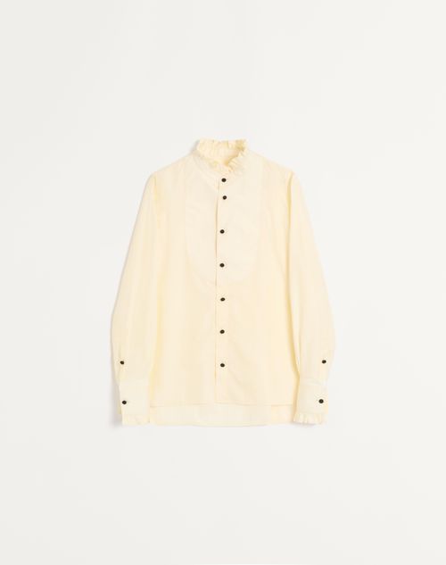 Valentino - Cotton Poplin Shirt With Plastron And Ruffles - Cream - Man - Shirts
