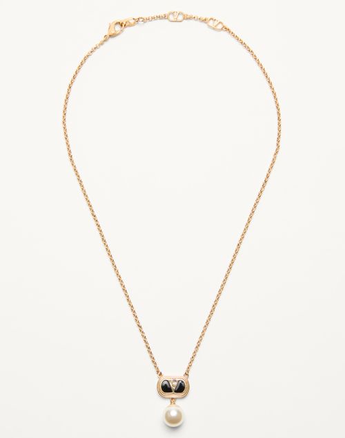 【関税&送料込】Valentino Garavani Pearls Ovalette Necklace Valentino Garavani Ovalette Necklace In Metal, Enamel And