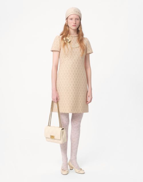 Valentino - Short Dress In Lurex Jacquard Toute La V - Birch/gold - Woman - Ready To Wear