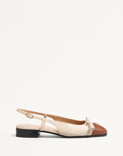 Valentino Garavani - Valet Du Roi Kid Slingback Ballerina 25mmm - Butter/tobacco - Woman - Ballerinas