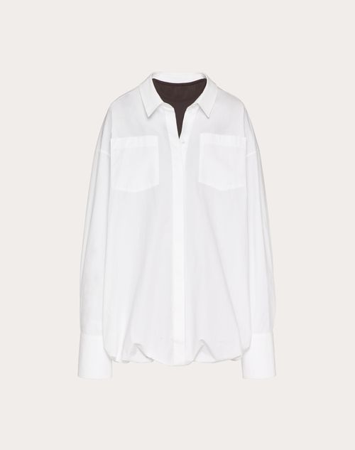 Valentino - Cotton Popeline Short Dress - White/ebony - Woman - Dresses