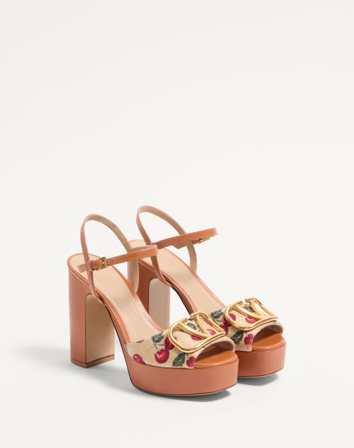 Valentino Garavani - VLOGO SIGNATURE CHERRYFIC PLATFORM SANDAL 115MM - Natural/red - Woman - Sandals