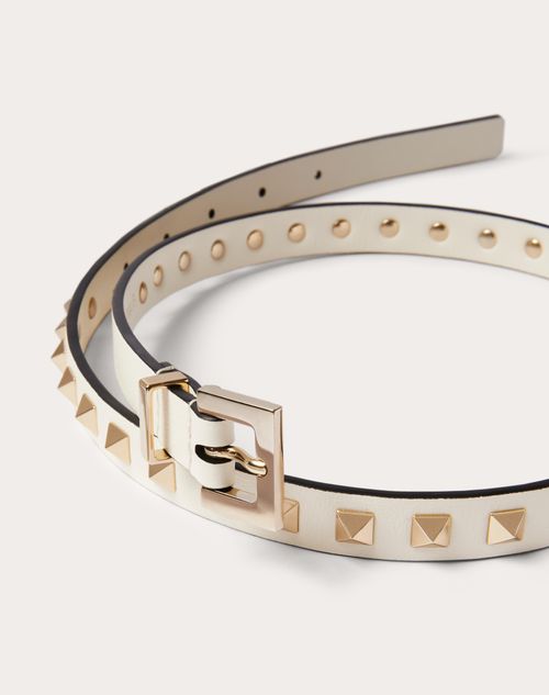 Valentino Garavani Vlogo Chain Shiny Calfskin Belt 25 Mm in Brown