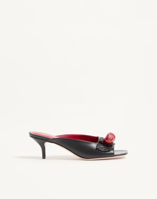 Valentino Garavani - Cherryfic Kidskin Slide Sandal 55mm - Black - Woman - Sandals
