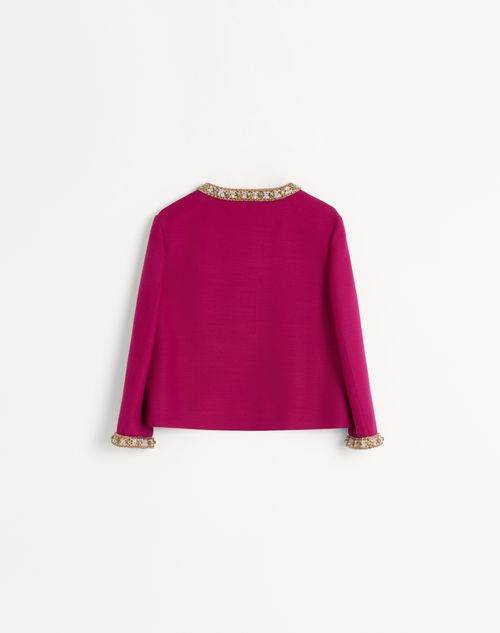 Valentino - Embroidered Crepe Couture Jacket - Magenta - Woman - Jackets And Blazers