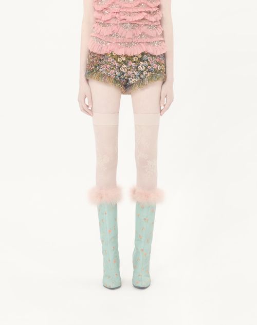 Valentino - Apres L'hiver Gobelin Shorts Fiorellini - Black/multicolour - Woman - Trousers And Shorts