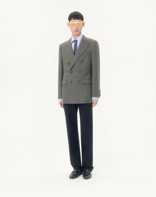 Valentino - Valentino Double-breasted Jacket In Mouliné Wool - Dark Green - Man - Coats And Blazers
