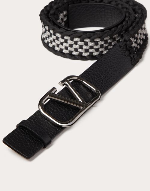 Valentino Garavani - Vlogo Signature Fabric Belt 30mm - Black - Man - Belts