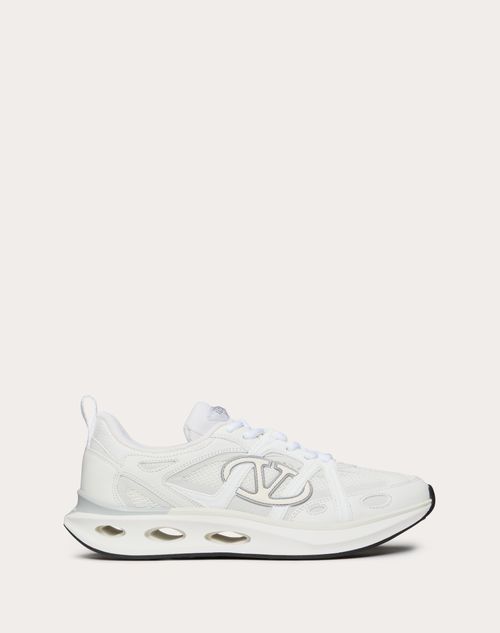 Valentino Garavani - Sneaker Vlogo Easyjog In Vitello E Tessuto - Bianco/avorio/grigio - Donna - Sneakers