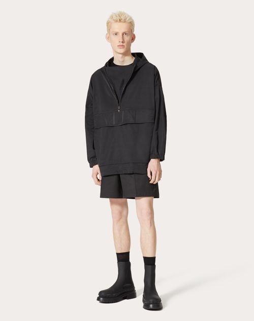 Valentino - Nylon Anorak With Vltn Print - Black - Man - Outerwear