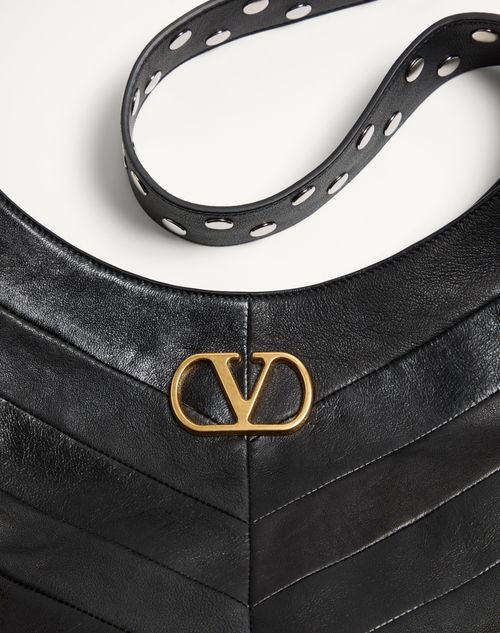 Valentino Garavani - Valentino Garavani Hoboho Nappa Leather Hobo Bag With Chevron Pattern - Black - Woman - Shoulder Bags