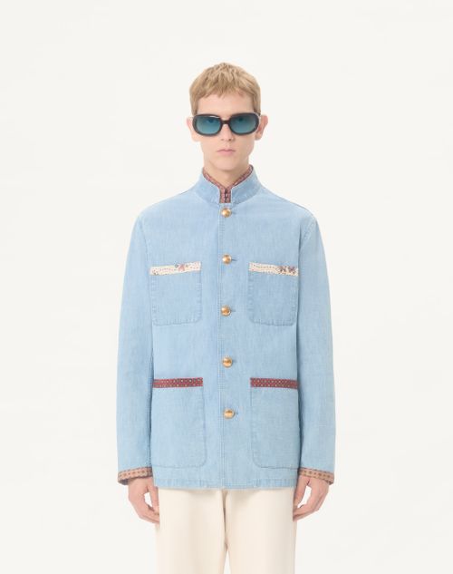 Valentino - ヴァレンティノ プリントエッジ付き デニムサファリジャケット - デニム - メンズ - デニム