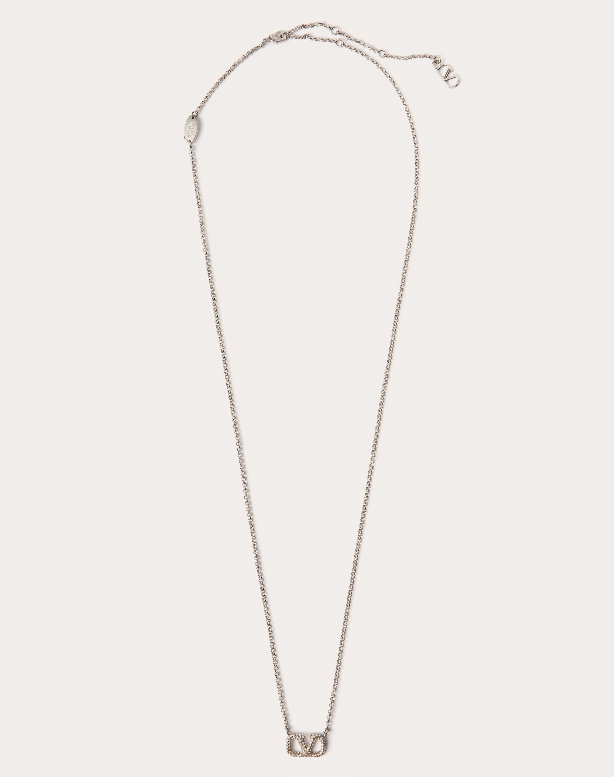 Vロゴ シグネチャー メタル X スワロフスキー®クリスタル ネックレス  