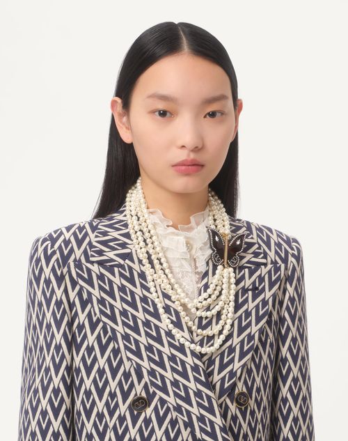 Valentino Garavani - Bellailes Necklace In Metal, Resin, Pearls And Crystals - Tartaruga/cream - Woman - Jewellery