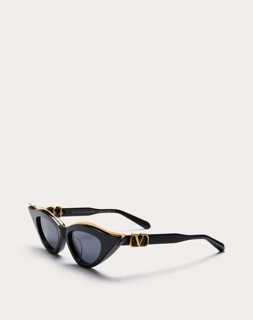Valentino - V - Goldcut Ii Sculpted Thickset Acetate Frame With Titanium Insert - Noir / Gris Dégradé - Femme - Akony Eyewear - Accessories