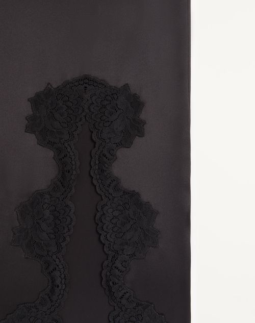Valentino - Long Skirt In Crepe Satin With Lace - Black - Woman - Skirts