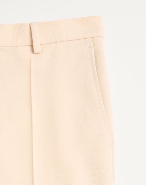 Wool Gabardine Pants for Man in Cream | Valentino AD Wool Gabardine Pants for Man in Cream | Valentino AD