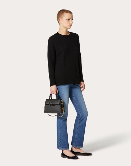 Small Vsling Grainy Calfskin Handbag for Woman in Black