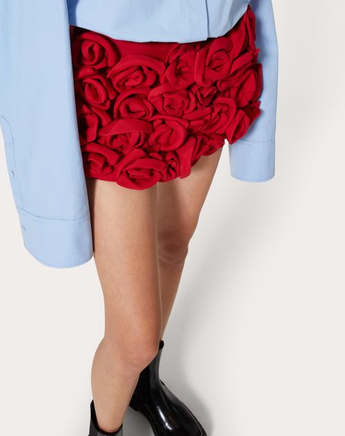 VLogo wool-blend crêpe skort in red - Valentino