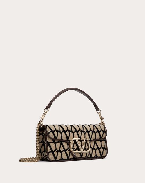 Valentino Garavani - Sac Porté Épaule Valentino Garavani Locò En Toile Iconographe - Beige/noir - Femme - Sacs Porté Épaule