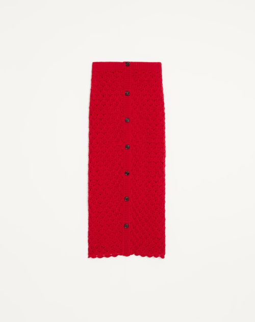Valentino - Valentino Wool And Cashmere Skirt - Cherry - Woman - Skirts