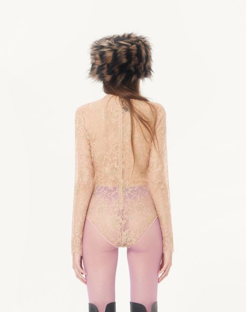 Valentino - Lurex Lace Bodysuit - Pink - Woman - Lingerie