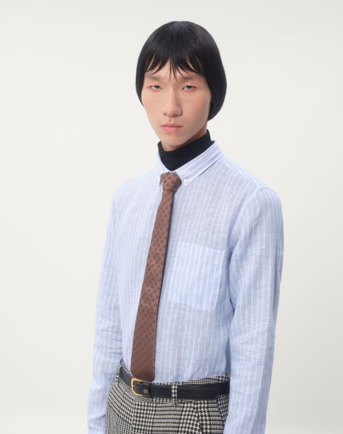 Valentie Micro-check Silk Tie for Man in Beige | Valentino US Valentie Micro-check Silk Tie for Man in Beige | Valentino US
