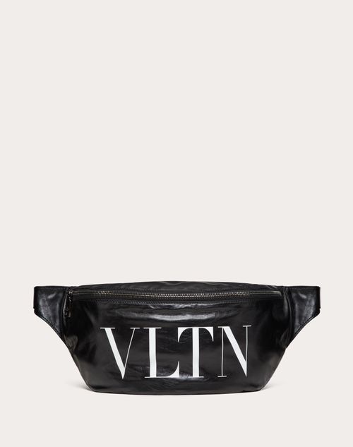 Valentino Garavani - Vltn Soft Calfskin Belt Bag - Black/white - Man - Belt Bags