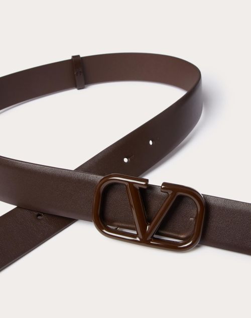 Vlogo Signature Belt In Shiny Calfskin 30mm for Woman in Powder