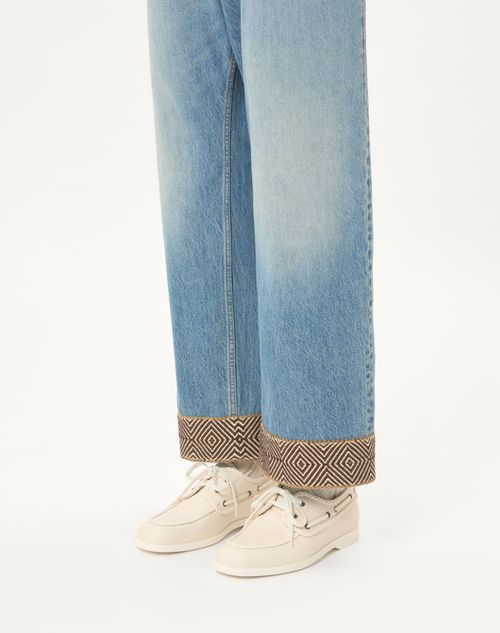 Valentino Garavani - Palm Avenue Kidskin Boat Shoe - Ivory - Man - Man Shoes Sale