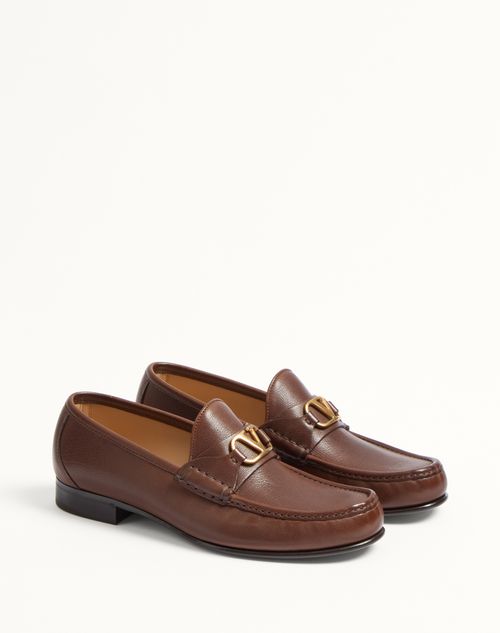 Valentino Garavani - Vlogo Signature Loafer Aus Büffelleder - Braun - Mann - Schuhe