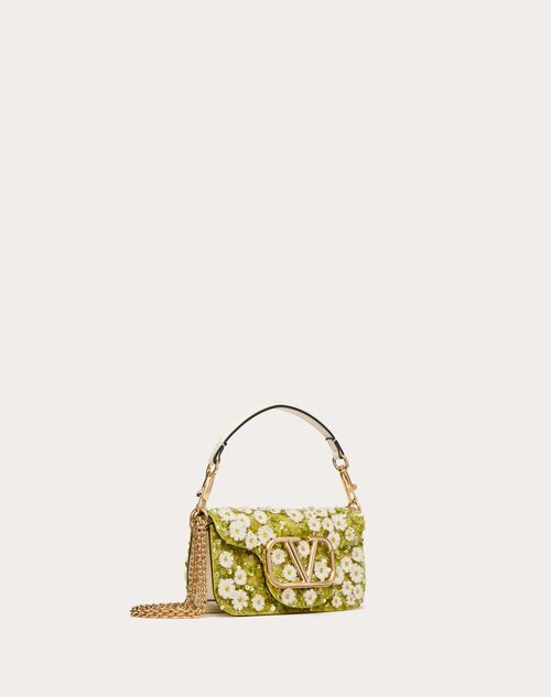 Valentino Garavani - Valentino Garavani Locò Small Embroidered Shoulder Bag In Nappa - Green - Woman - Woman Bags & Accessories Private Promotions