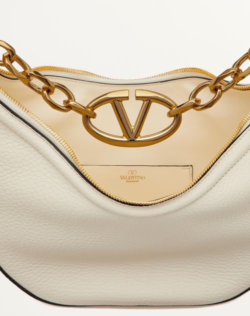 Valentino Garavani - Small Vlogo Moon Hobo Bag In Grainy Calfskin With Chain
 - Ivory - Woman - Woman View All
