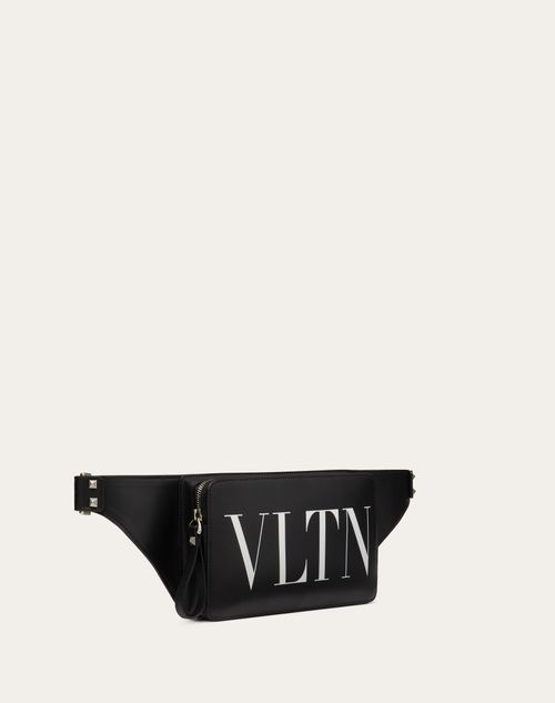 Leather Vltn Belt Bag for Man in Black white Valentino CA