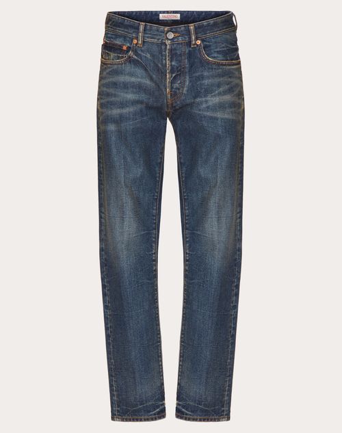 Valentino - Pantalón De Denim Con Detalle De V Metálica - Denim - Hombre - Denim