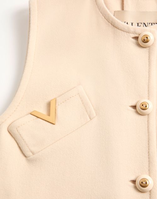 Valentino - Compact Drap Gilet - Birch - Woman - Coats And Outerwear