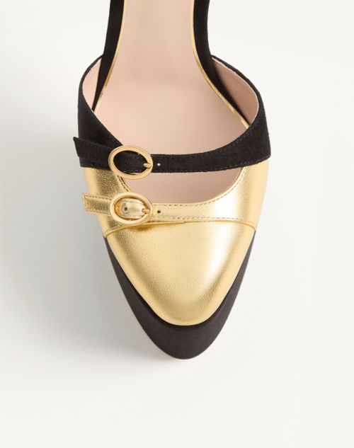 Valentino Garavani - Crasher Platform Pumps In Suede 145mm - Black/gold - Woman - Pumps And Slingbacks