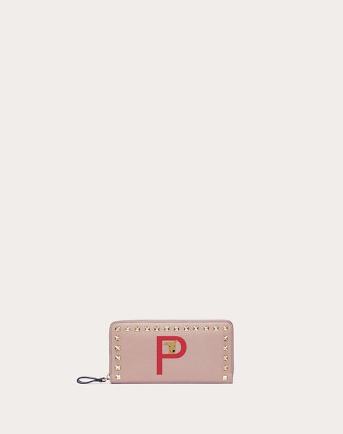 Valentino Garavani - Valentino Garavani Rockstud Pet Customizable Zip Wallet - Rose Quartz/pure Red - Woman - Rockstud Pet - Accessories