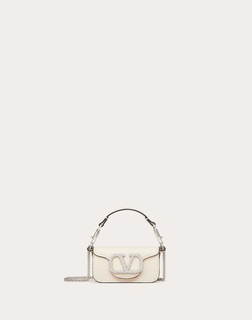 Valentino Garavani - Locò Micro Bag With Chain And Jewel Logo - Light Ivory - Woman - Valentino Garavani Loco