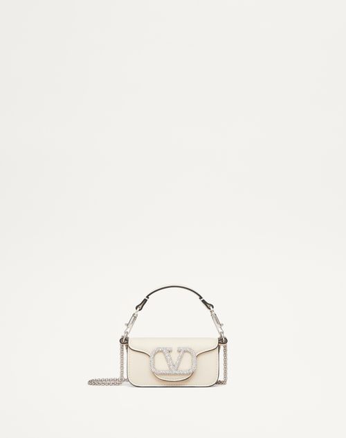 Valentino Garavani - Micro-sac Valentino Garavani Locò Avec Chaîne Et Logo Façon Bijou - Light Ivory - Femme - Sacs Porté Épaule