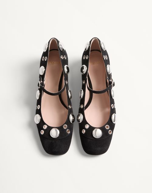 Valentino Garavani - Nellcôte Mary-jane Pumps In Crust Leather 30mm - Black - Woman - Ballerinas