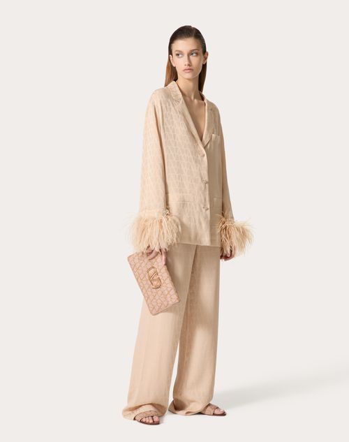 Valentino - Toile Iconographe Silk Jacquard Trousers - Poudre - Woman - Trousers And Shorts